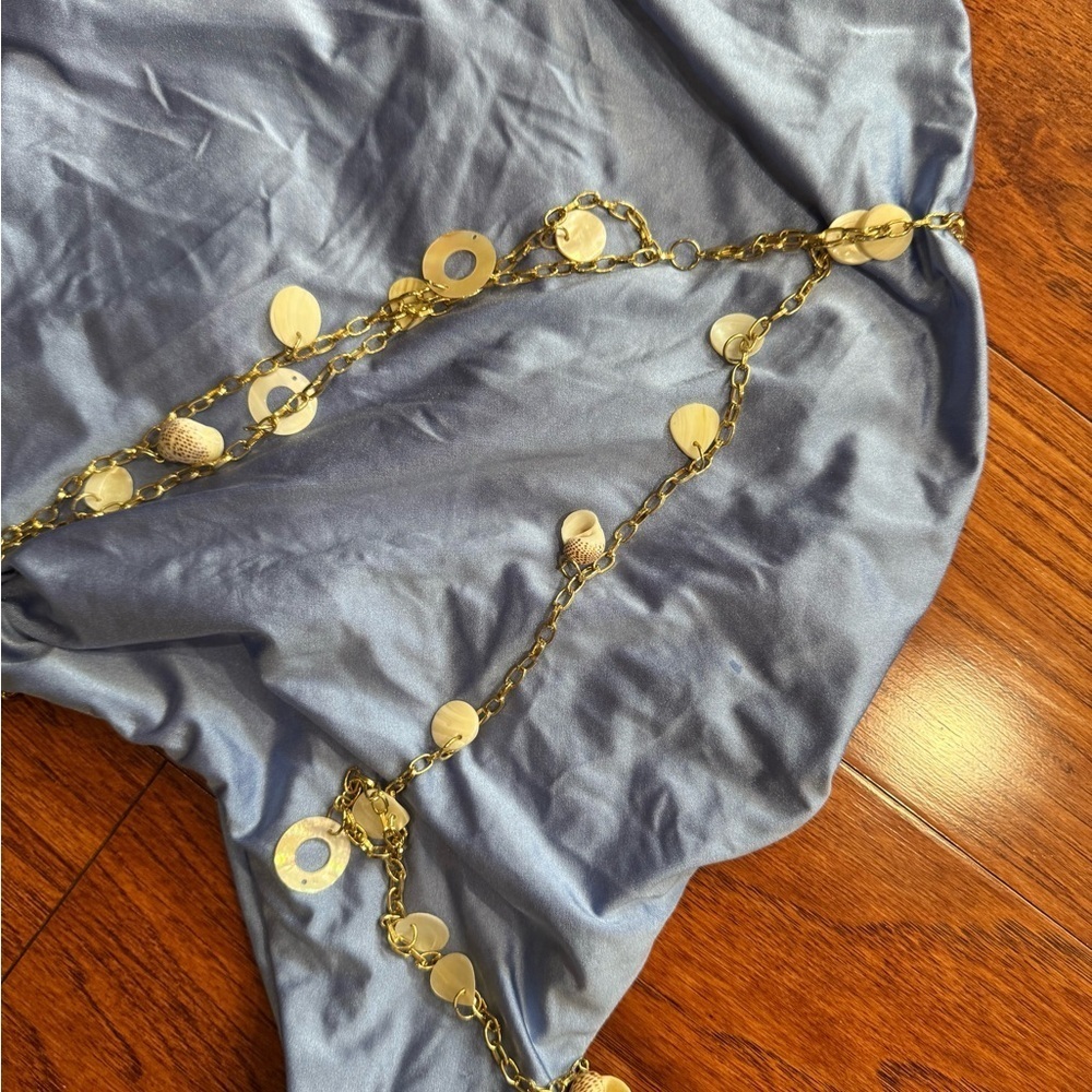 L Space Blue Swimsuit with Gold Chain and Shell Accents NWT Size 1X - Picture 2 of 3